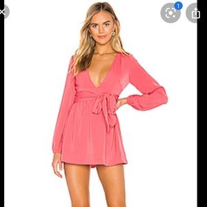 Superdown Elise Mini Dress: Pink Plunge Mini Dress